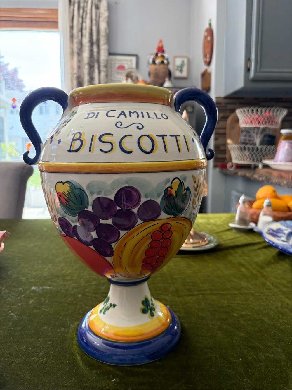 Hand-Painted Biscotti Jar - Multicolor Ceramic Canister